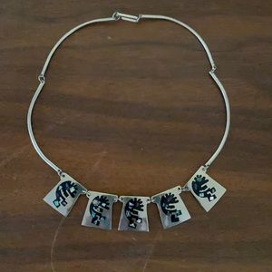 Alpaca Mexico Abalone Silver Squash Blossom Necklace